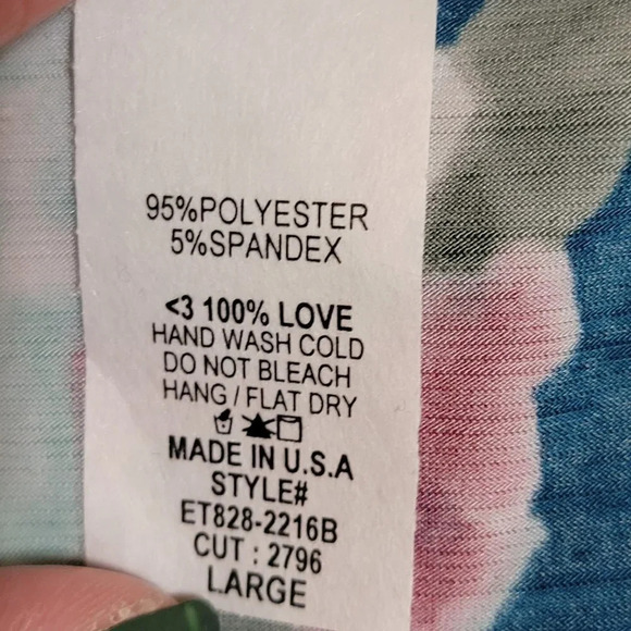 PROFESSIONAL Business Casual Floral Blue Aqua Stretch Long Sleeve Blouse Sz‎ L - Picture 8 of 8